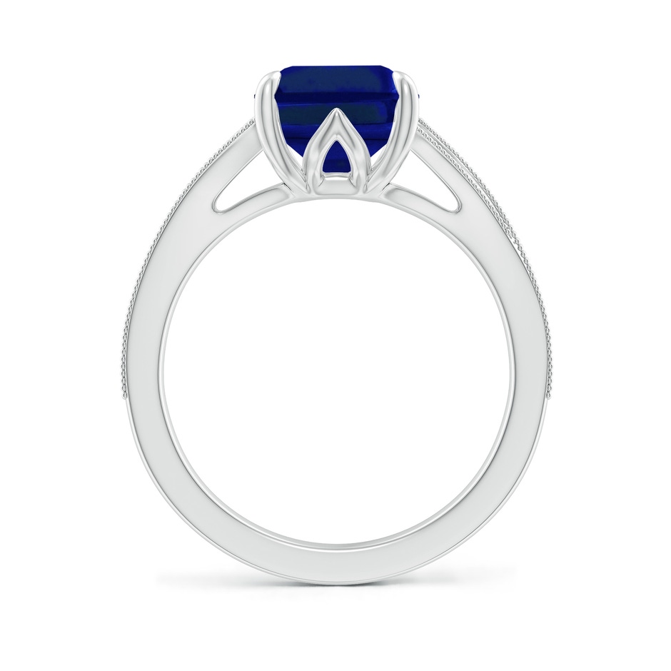 10x8mm Labgrown Lab-Grown Vintage Inspired Emerald-Cut Blue Sapphire Split Shank Engagement Ring in P950 Platinum side 199