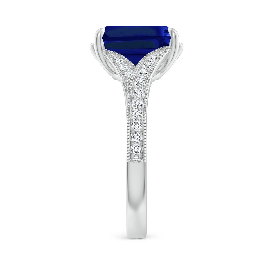 10x8mm Labgrown Lab-Grown Vintage Inspired Emerald-Cut Blue Sapphire Split Shank Engagement Ring in P950 Platinum side 299