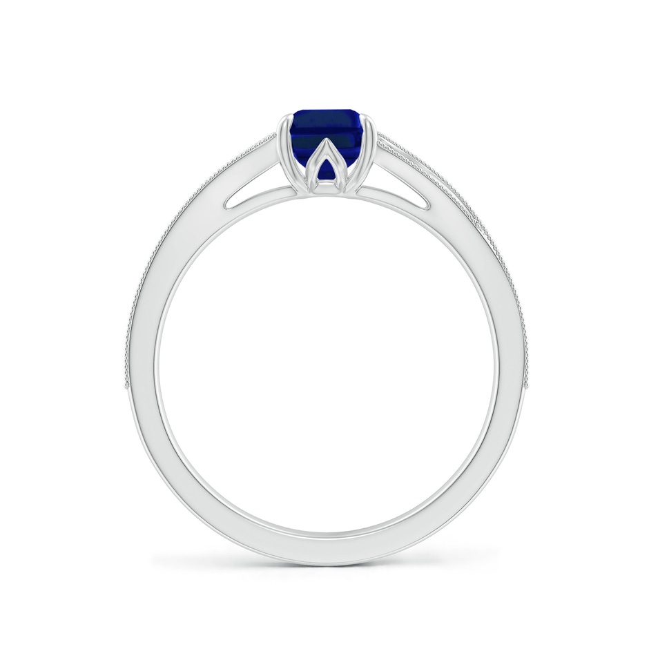 7x5mm Labgrown Lab-Grown Vintage Inspired Emerald-Cut Blue Sapphire Split Shank Engagement Ring in P950 Platinum side 199