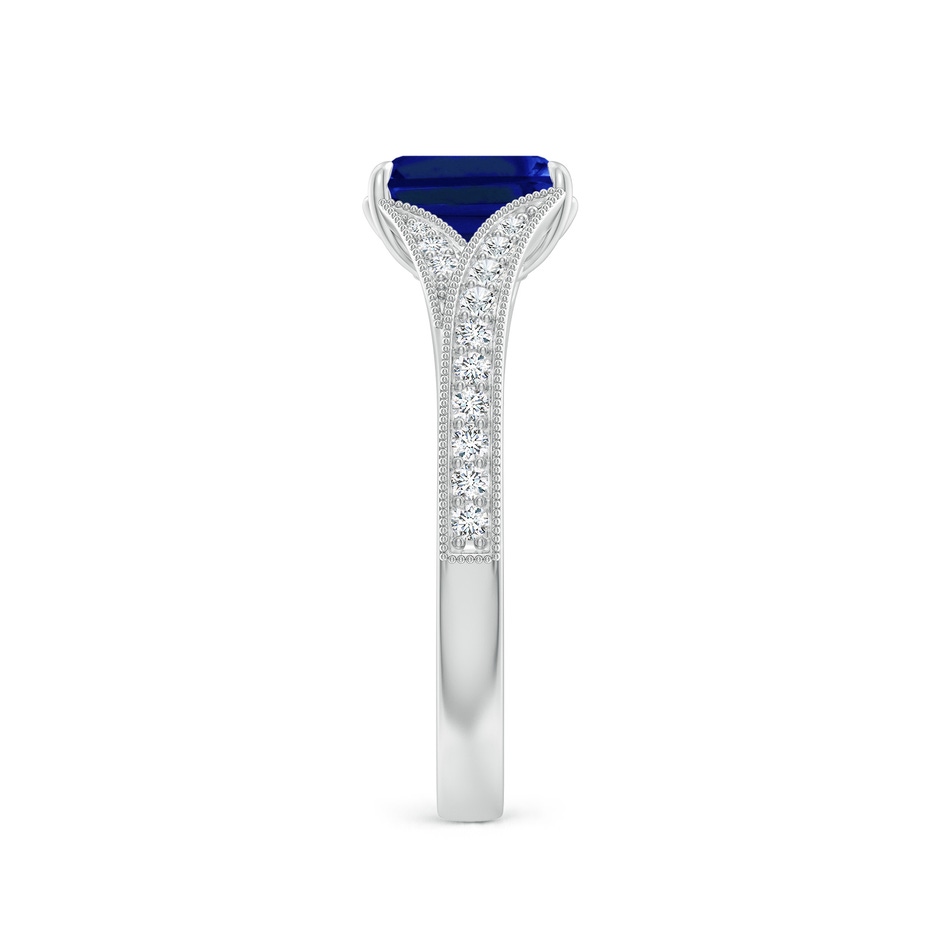 7x5mm Labgrown Lab-Grown Vintage Inspired Emerald-Cut Blue Sapphire Split Shank Engagement Ring in P950 Platinum side 299