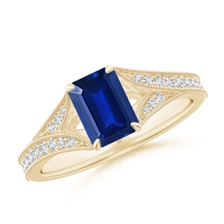 Emerald Cut Lab-Grown Lab Grown Blue Sapphire