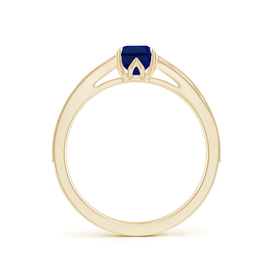7x5mm Labgrown Lab-Grown Vintage Inspired Emerald-Cut Blue Sapphire Split Shank Engagement Ring in Yellow Gold side 199