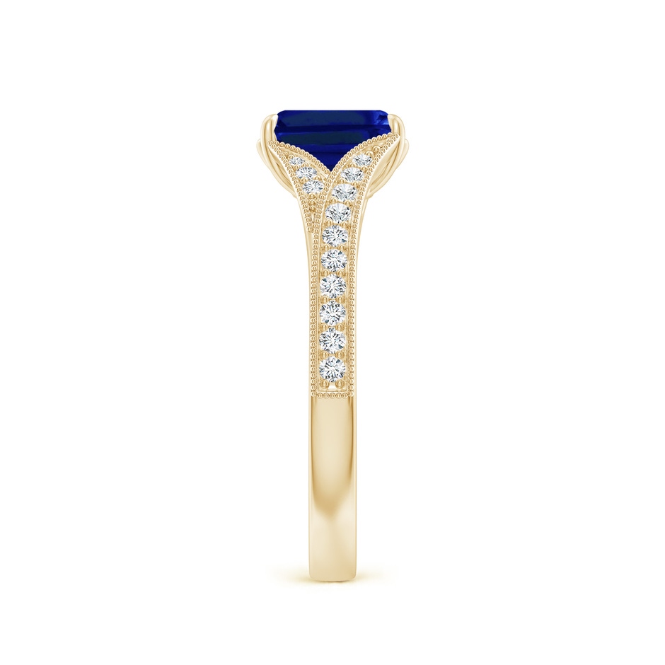 7x5mm Labgrown Lab-Grown Vintage Inspired Emerald-Cut Blue Sapphire Split Shank Engagement Ring in Yellow Gold side 299