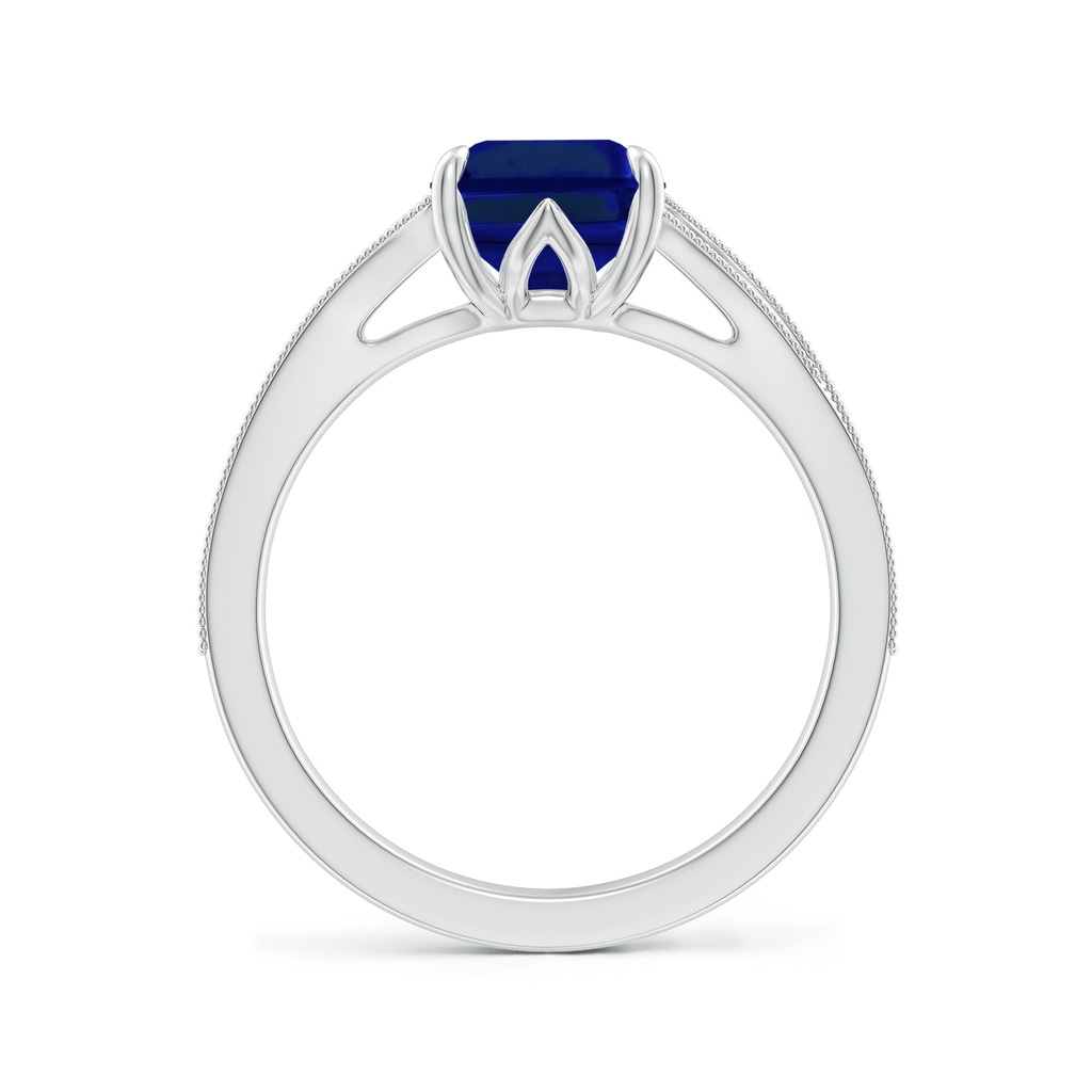9x7mm Labgrown Lab-Grown Vintage Inspired Emerald-Cut Blue Sapphire Split Shank Engagement Ring in White Gold - side 199