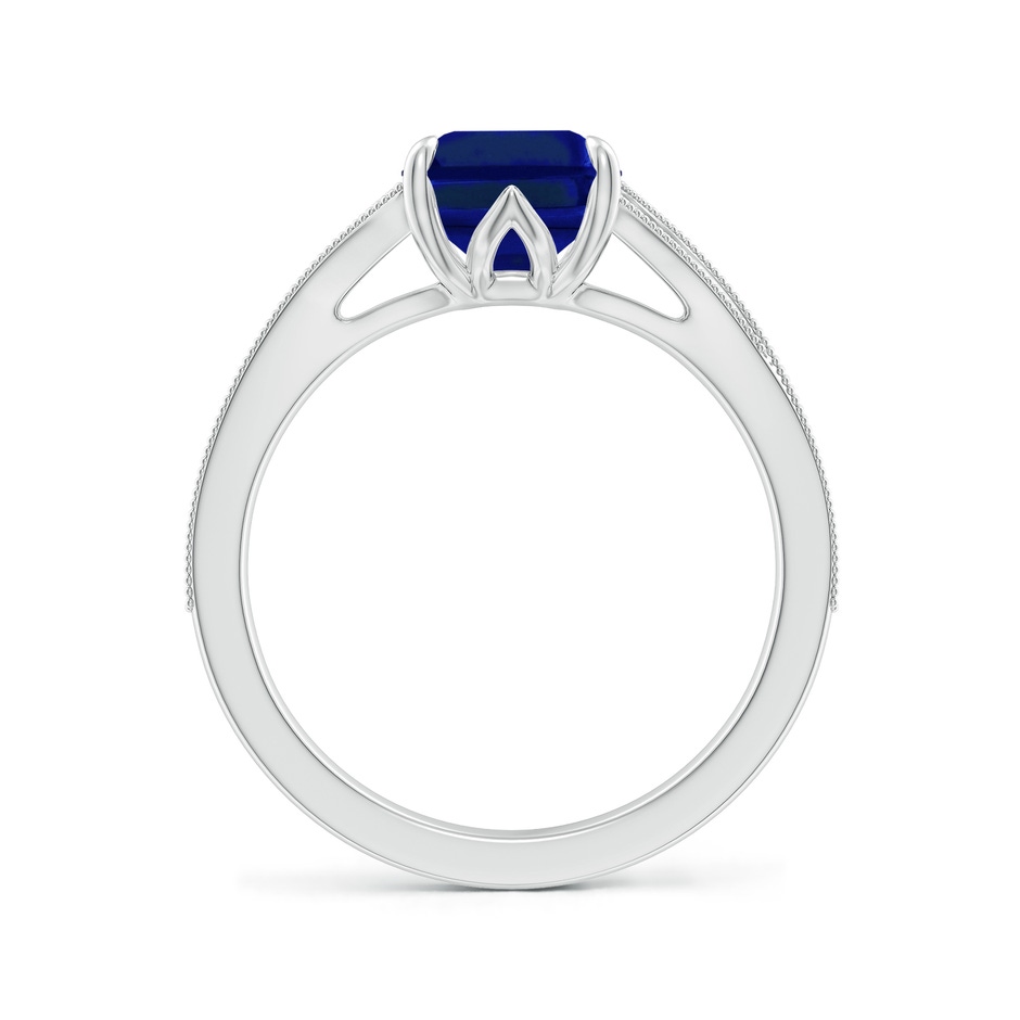9x7mm Labgrown Lab-Grown Vintage Inspired Emerald-Cut Blue Sapphire Split Shank Engagement Ring in White Gold side 199