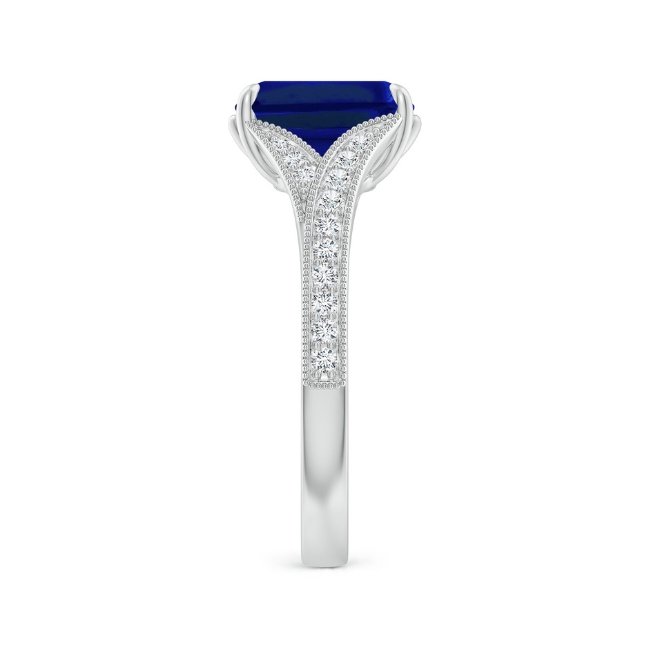 9x7mm Labgrown Lab-Grown Vintage Inspired Emerald-Cut Blue Sapphire Split Shank Engagement Ring in White Gold side 299