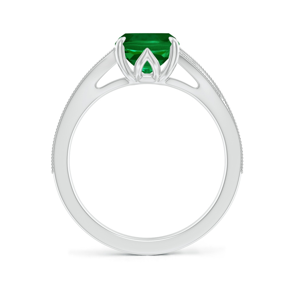 9x7mm Labgrown Lab-Grown Vintage Inspired Cushion Rectangular Emerald Split Shank Engagement Ring in White Gold Side 199