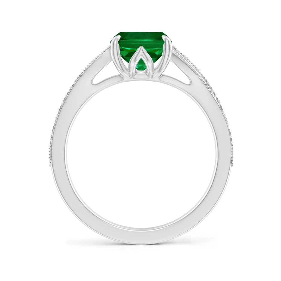 9x7mm Labgrown Lab-Grown Vintage Inspired Cushion Rectangular Emerald Split Shank Engagement Ring in White Gold side 199