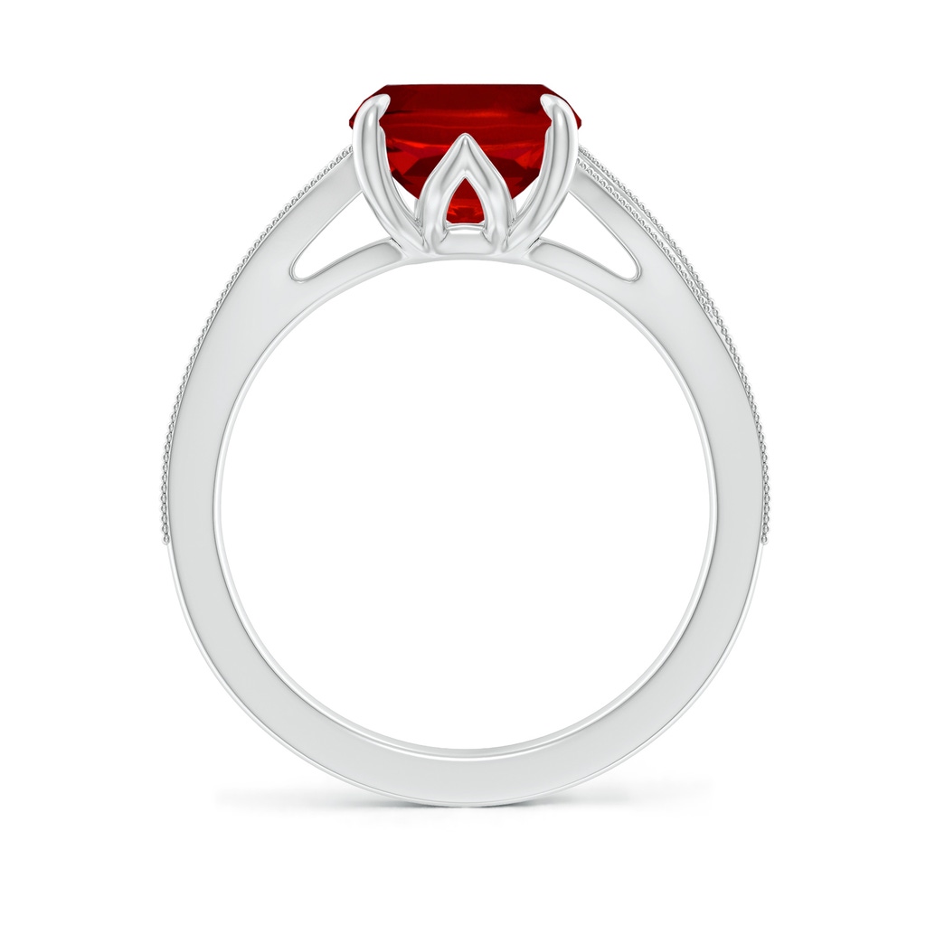 10x8mm Labgrown Lab-Grown Vintage Inspired Cushion Rectangular Ruby Split Shank Engagement Ring in White Gold - side 199