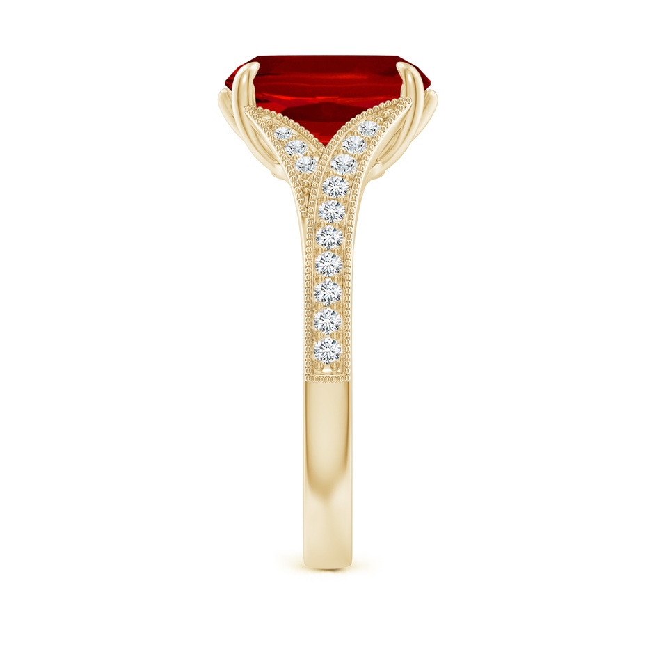 10x8mm Labgrown Lab-Grown Vintage Inspired Cushion Rectangular Ruby Split Shank Engagement Ring in Yellow Gold side 299