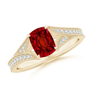 Cushion Rectangular Lab-Grown Lab Grown Ruby