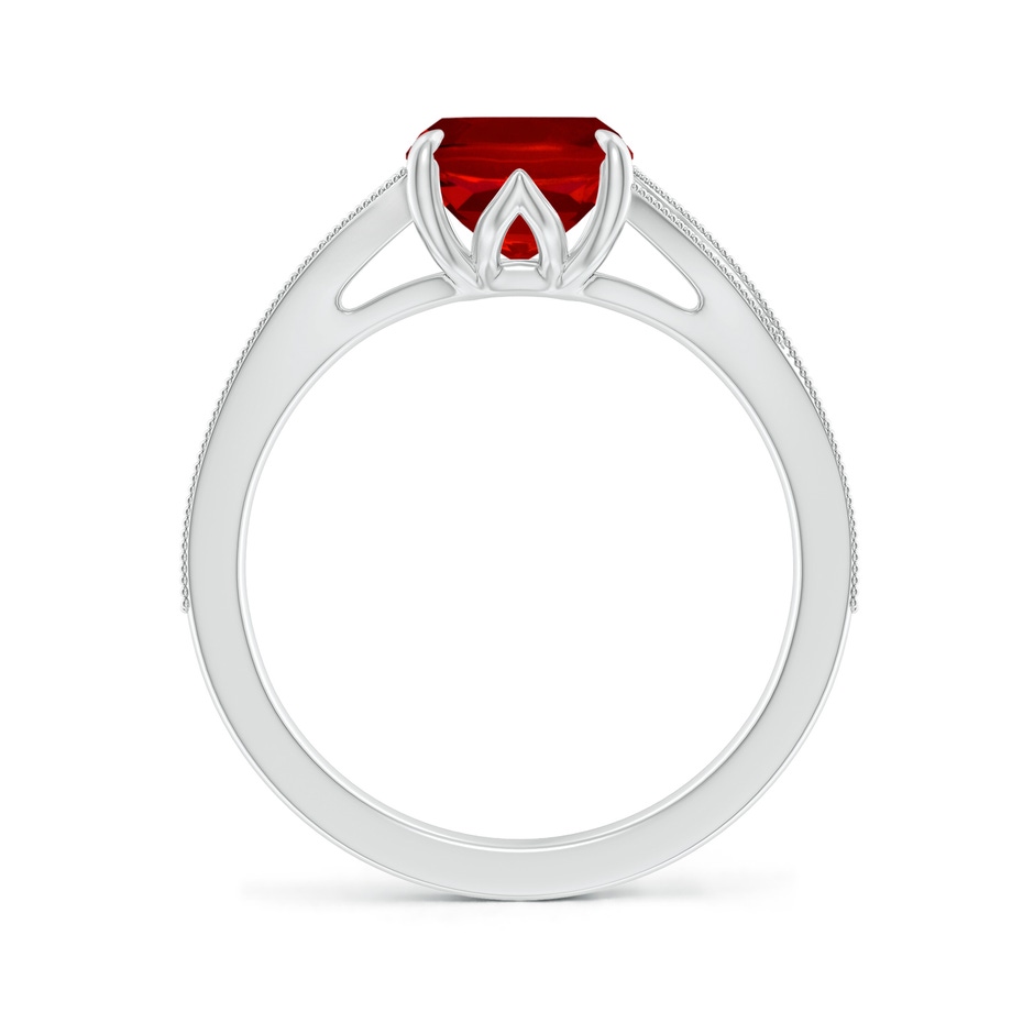 9x7mm Labgrown Lab-Grown Vintage Inspired Cushion Rectangular Ruby Split Shank Engagement Ring in 18K White Gold side 199