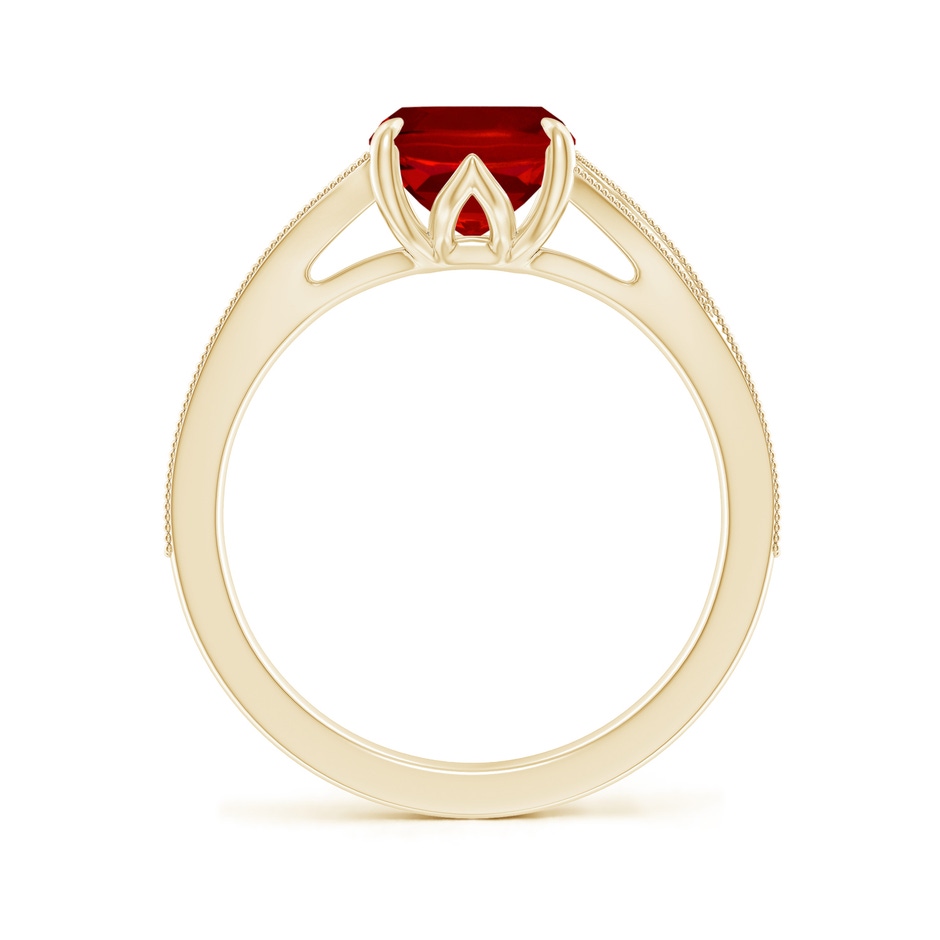 9x7mm Labgrown Lab-Grown Vintage Inspired Cushion Rectangular Ruby Split Shank Engagement Ring in Yellow Gold side 199