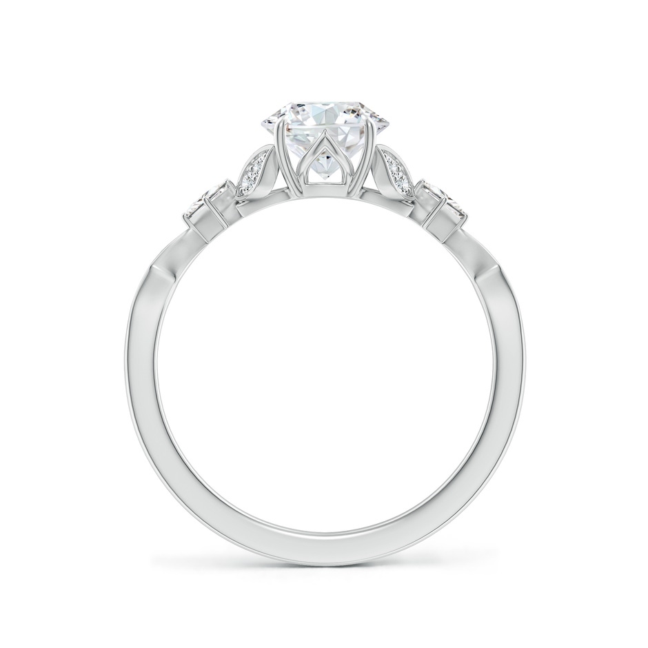 6.4mm FGVS Lab-Grown Vintage Style Round Diamond Engagement Ring with Leaf Motifs in 18K White Gold side 199