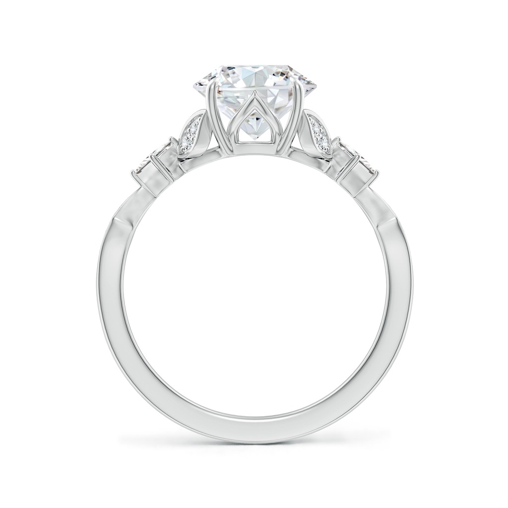 8mm FGVS Lab-Grown Vintage Style Round Diamond Engagement Ring with Leaf Motifs in White Gold Side 199