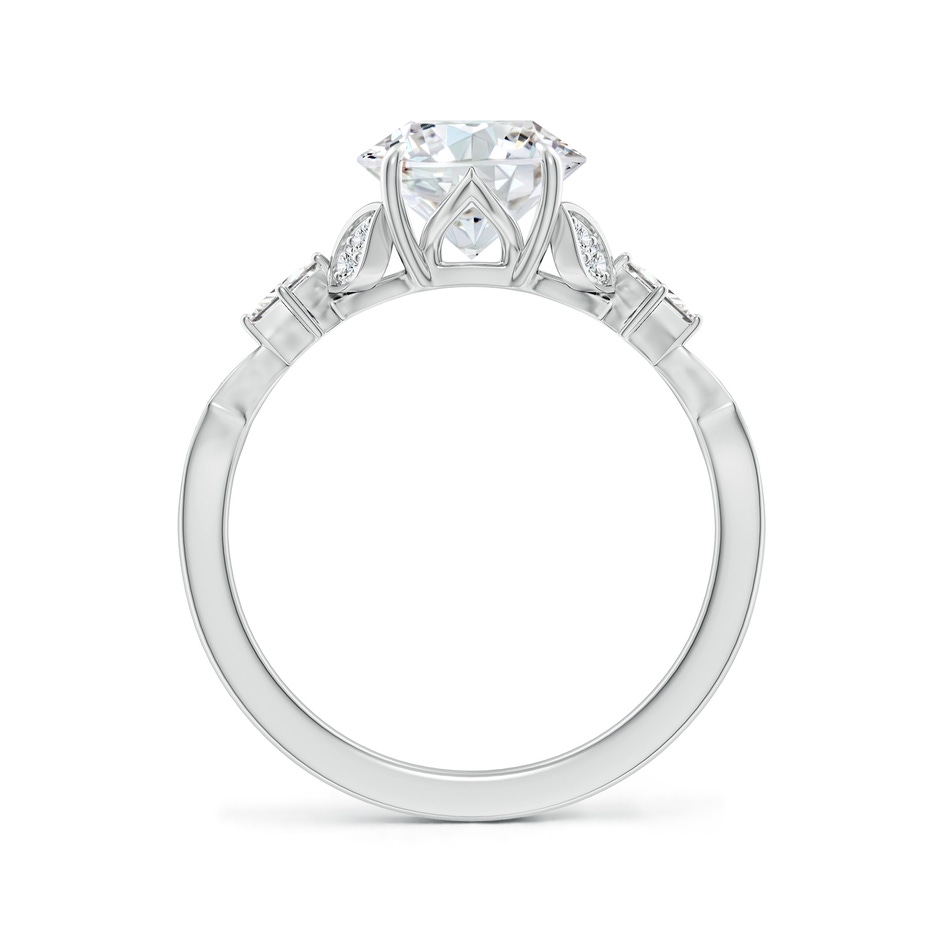 8mm FGVS Lab-Grown Vintage Style Round Diamond Engagement Ring with Leaf Motifs in White Gold side 199