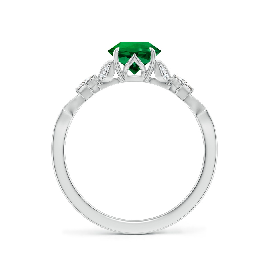 6.5mm Labgrown Lab-Grown Vintage Style Round Emerald Engagement Ring with Leaf Motifs in P950 Platinum side 199