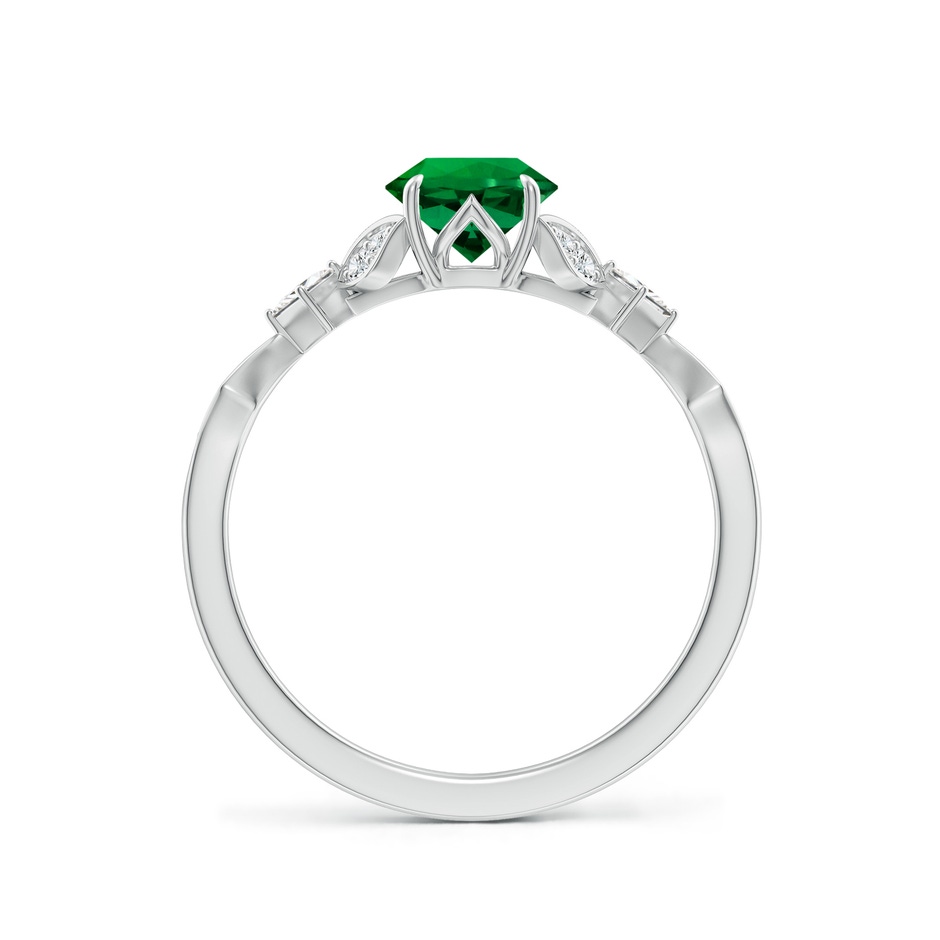 6mm Labgrown Lab-Grown Vintage Style Round Emerald Engagement Ring with Leaf Motifs in White Gold side 199