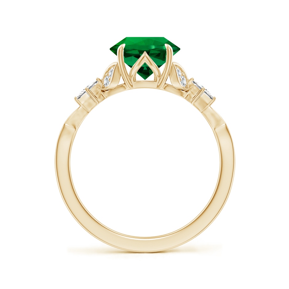 8mm Labgrown Lab-Grown Vintage Style Round Emerald Engagement Ring with Leaf Motifs in 18K Yellow Gold side 199