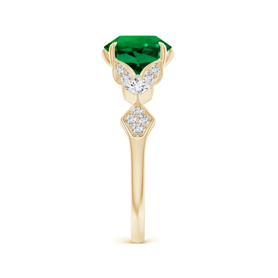 8mm Labgrown Lab-Grown Vintage Style Round Emerald Engagement Ring with Leaf Motifs in 18K Yellow Gold side 299