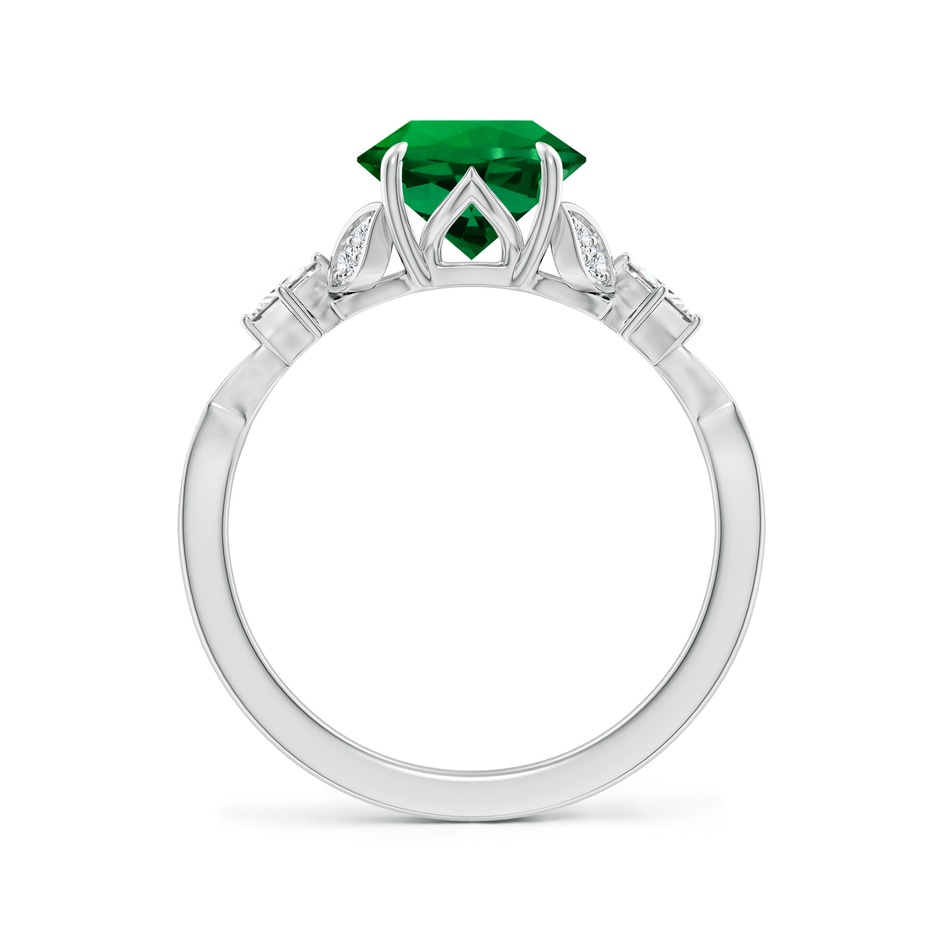 8mm Labgrown Lab-Grown Vintage Style Round Emerald Engagement Ring with Leaf Motifs in P950 Platinum side 199