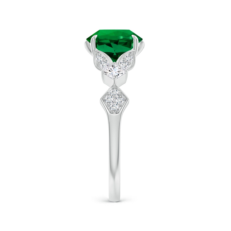 8mm Labgrown Lab-Grown Vintage Style Round Emerald Engagement Ring with Leaf Motifs in P950 Platinum side 299