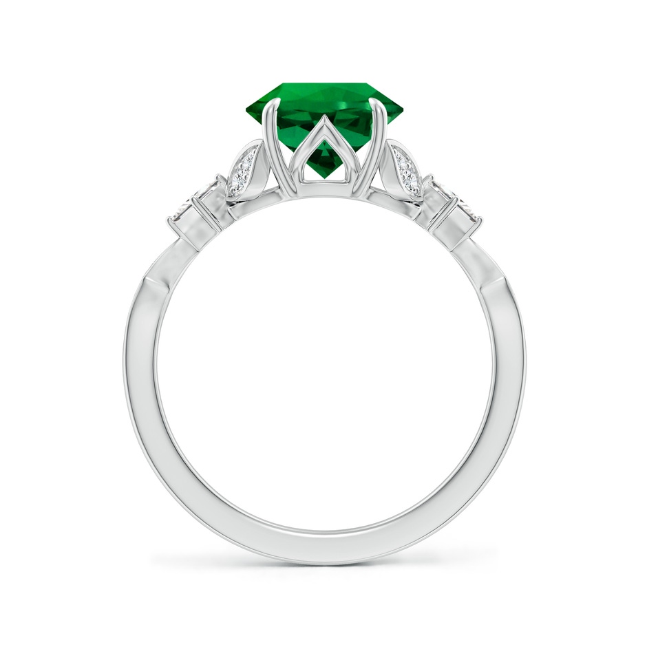 8mm Labgrown Lab-Grown Vintage Style Round Emerald Engagement Ring with Leaf Motifs in White Gold side 199