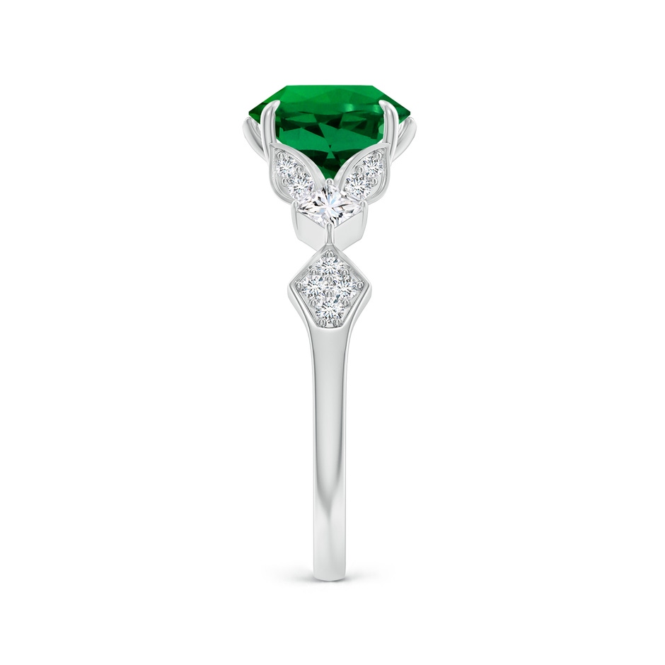 8mm Labgrown Lab-Grown Vintage Style Round Emerald Engagement Ring with Leaf Motifs in White Gold side 299