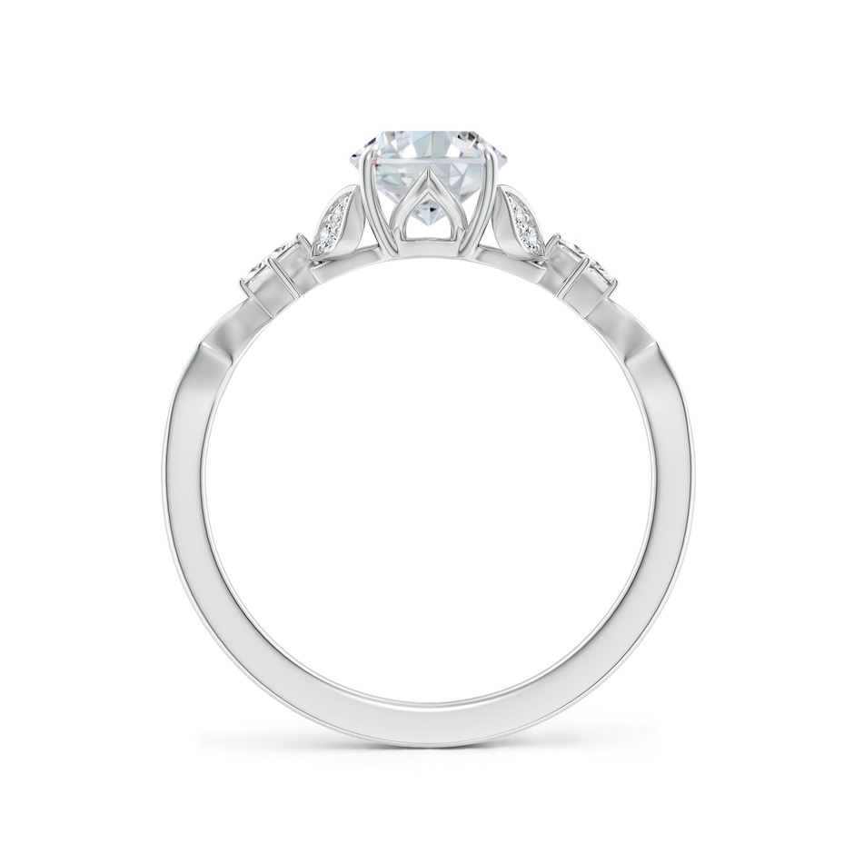 8x6mm FGVS Lab-Grown Vintage Style Oval Diamond Engagement Ring with Leaf Motifs in 18K White Gold side 199