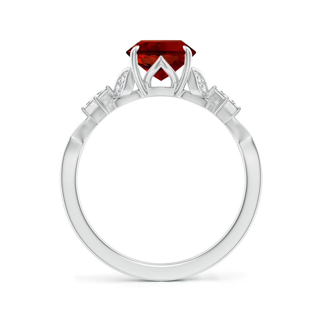 9x7mm Labgrown Lab-Grown Vintage Style Oval Ruby Engagement Ring with Leaf Motifs in White Gold Side 199