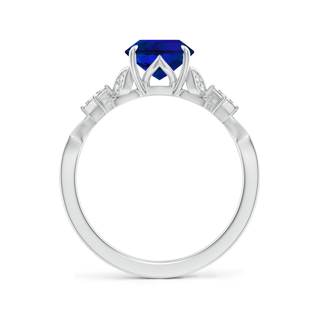 9x7mm Labgrown Lab-Grown Vintage Style Oval Blue Sapphire Engagement Ring with Leaf Motifs in White Gold Side 199