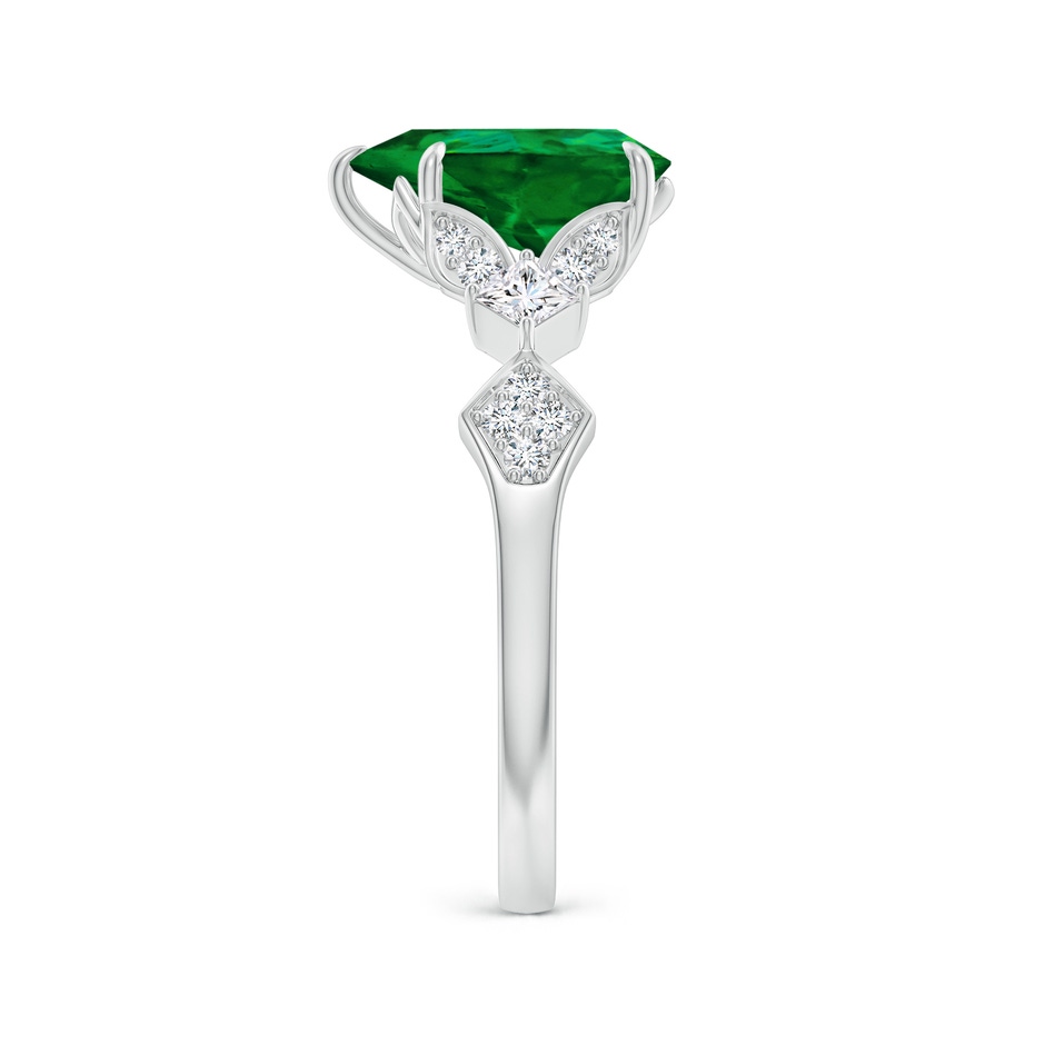 10x8mm Labgrown Lab-Grown Vintage Style Pear Emerald Engagement Ring with Leaf Motifs in White Gold side 299