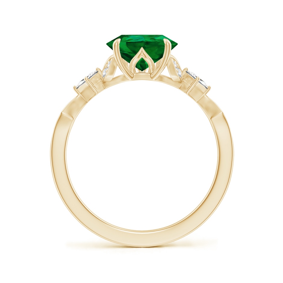 10x8mm Labgrown Lab-Grown Vintage Style Pear Emerald Engagement Ring with Leaf Motifs in Yellow Gold side 199