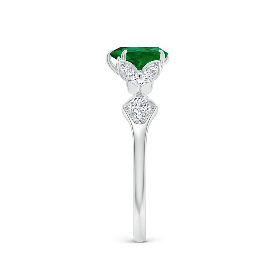 7x5mm Labgrown Lab-Grown Vintage Style Pear Emerald Engagement Ring with Leaf Motifs in White Gold side 299