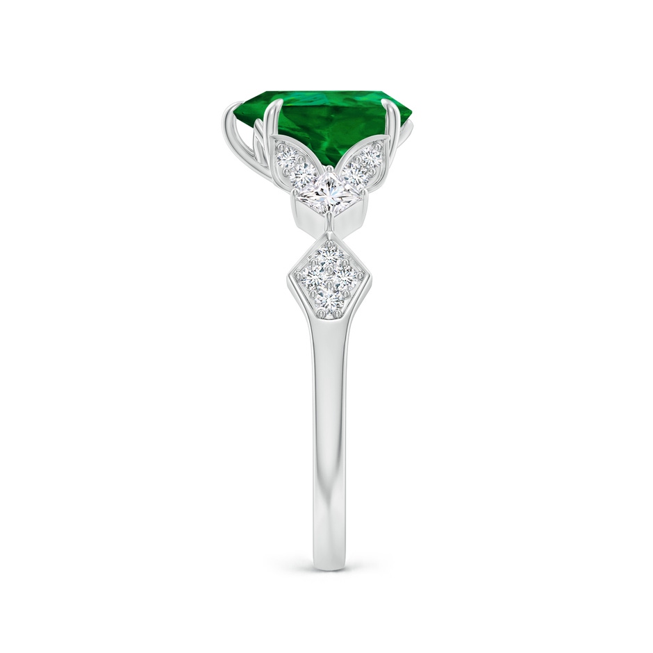 9x7mm Labgrown Lab-Grown Vintage Style Pear Emerald Engagement Ring with Leaf Motifs in 18K White Gold side 299