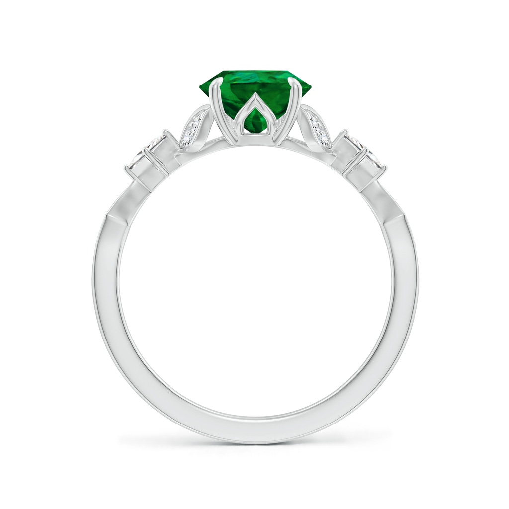 9x7mm Labgrown Lab-Grown Vintage Style Pear Emerald Engagement Ring with Leaf Motifs in White Gold Side 199