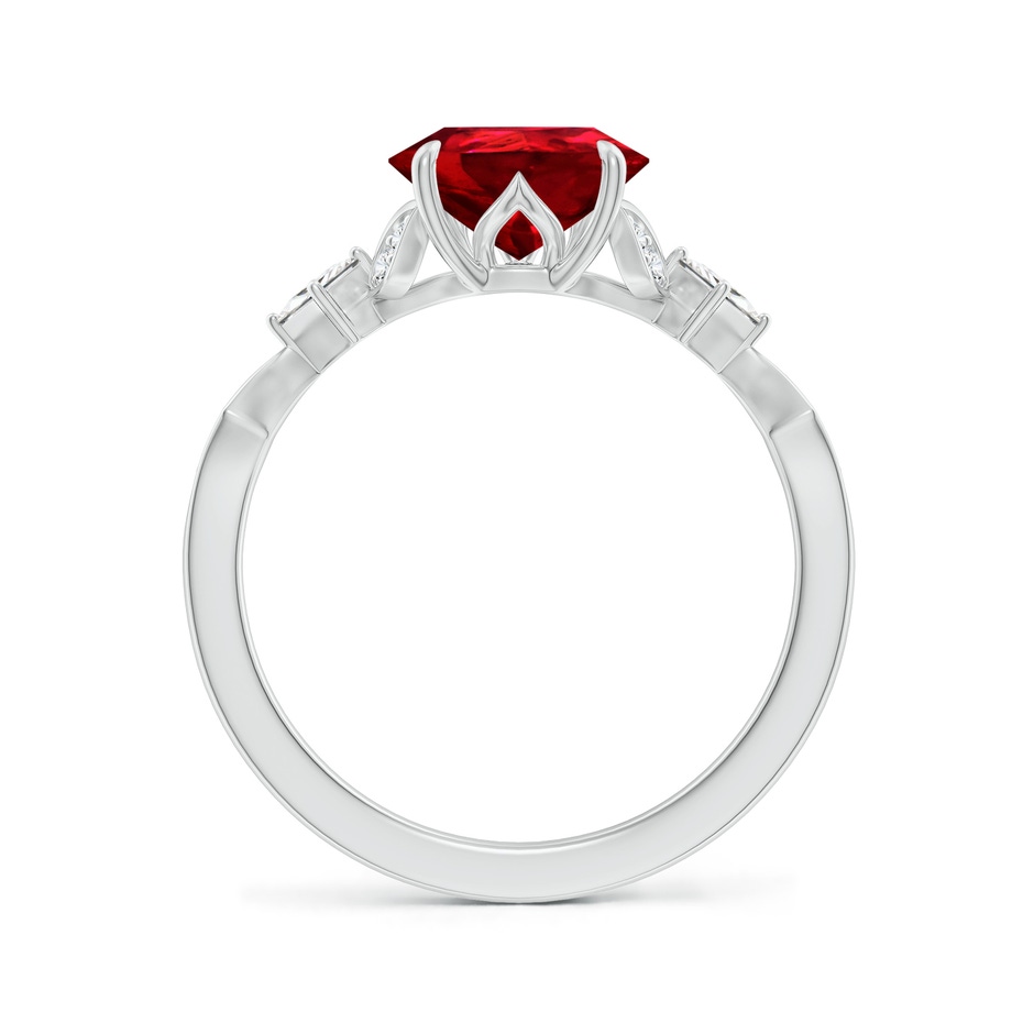 10x8mm Labgrown Lab-Grown Vintage Style Pear Ruby Engagement Ring with Leaf Motifs in White Gold side 199