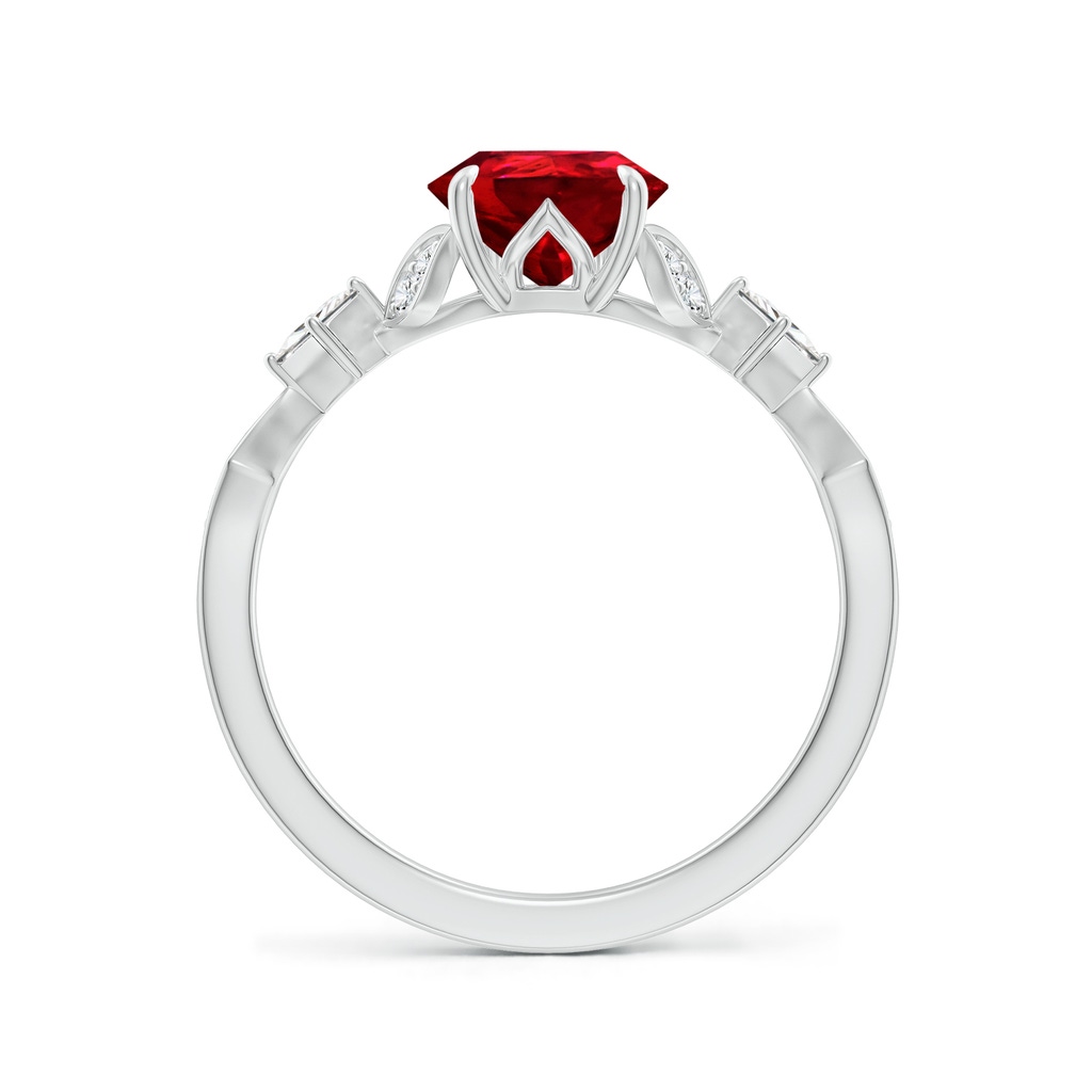 9x7mm Labgrown Lab-Grown Vintage Style Pear Ruby Engagement Ring with Leaf Motifs in White Gold Side 199