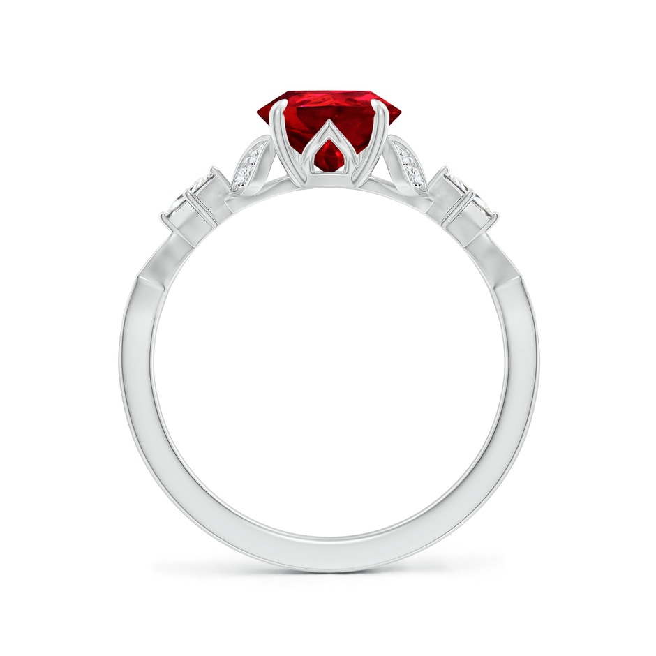 9x7mm Labgrown Lab-Grown Vintage Style Pear Ruby Engagement Ring with Leaf Motifs in White Gold side 199