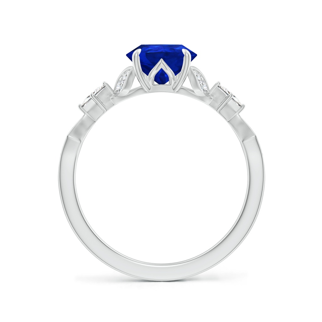 9x7mm Labgrown Lab-Grown Vintage Style Pear Blue Sapphire Engagement Ring with Leaf Motifs in White Gold Side 199