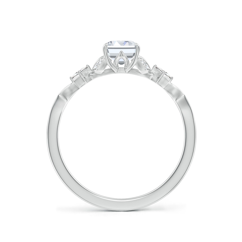 7x5mm FGVS Lab-Grown Vintage Style Emerald-Cut Diamond Engagement Ring with Leaf Motifs in 18K White Gold side 199