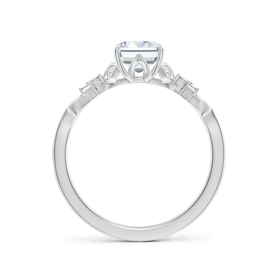 8x6mm FGVS Lab-Grown Vintage Style Emerald-Cut Diamond Engagement Ring with Leaf Motifs in White Gold side 199