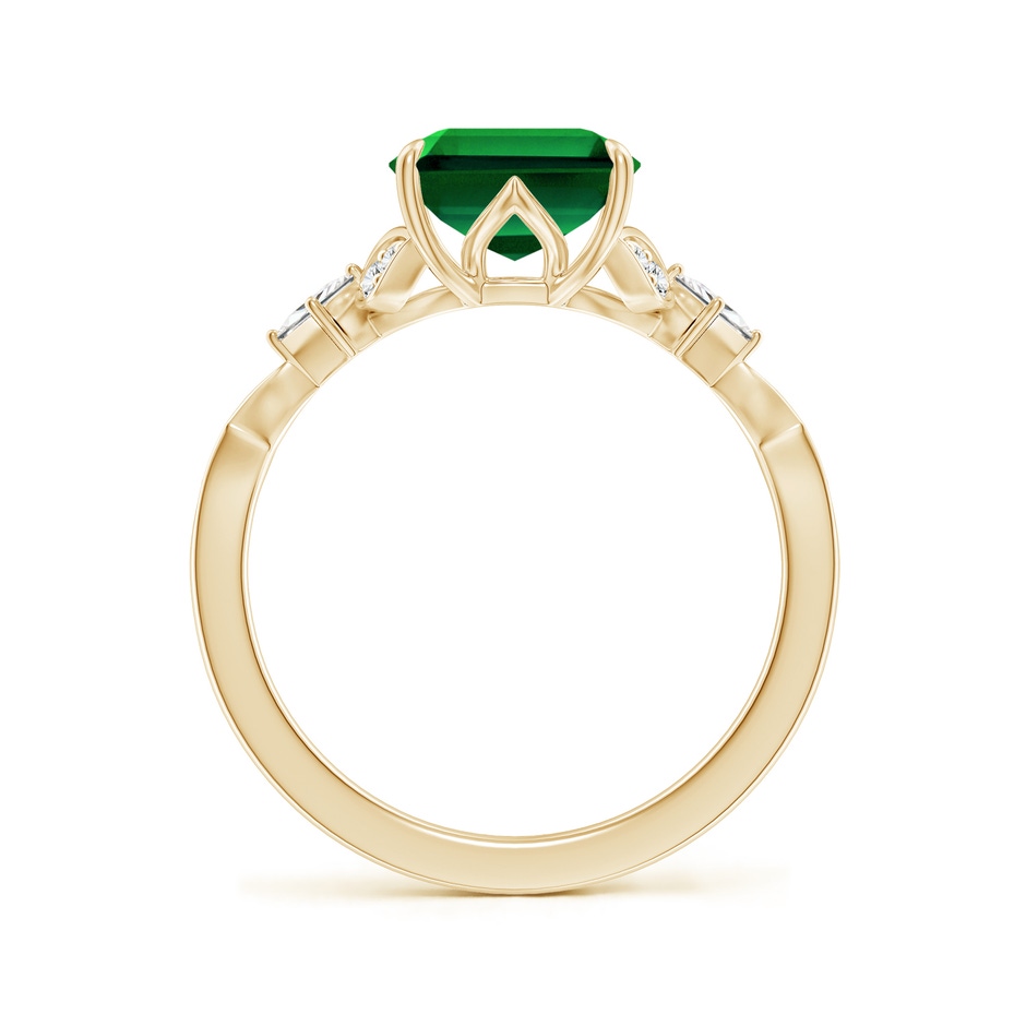 10x8mm Labgrown Lab-Grown Vintage Style Emerald-Cut Emerald Engagement Ring with Leaf Motifs in 18K Yellow Gold side 199