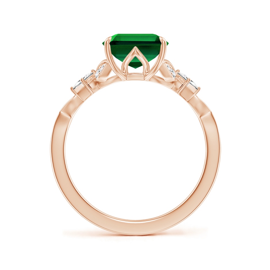 10x8mm Labgrown Lab-Grown Vintage Style Emerald-Cut Emerald Engagement Ring with Leaf Motifs in Rose Gold side 199