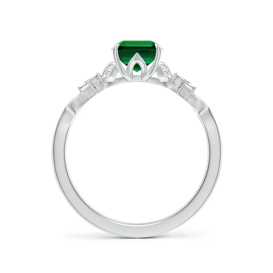 8x6mm Labgrown Lab-Grown Vintage Style Emerald-Cut Emerald Engagement Ring with Leaf Motifs in White Gold side 199