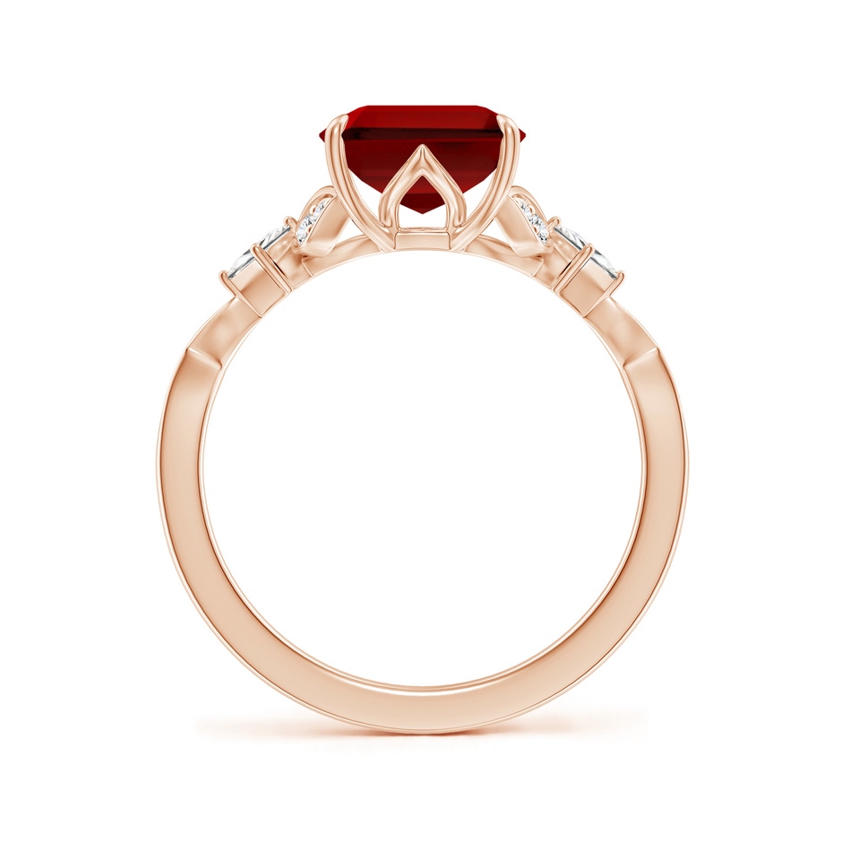 10x8mm Labgrown Lab-Grown Vintage Style Emerald-Cut Ruby Engagement Ring with Leaf Motifs in Rose Gold side 199
