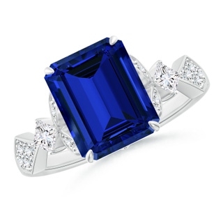 Emerald Cut Lab-Grown Lab Grown Blue Sapphire