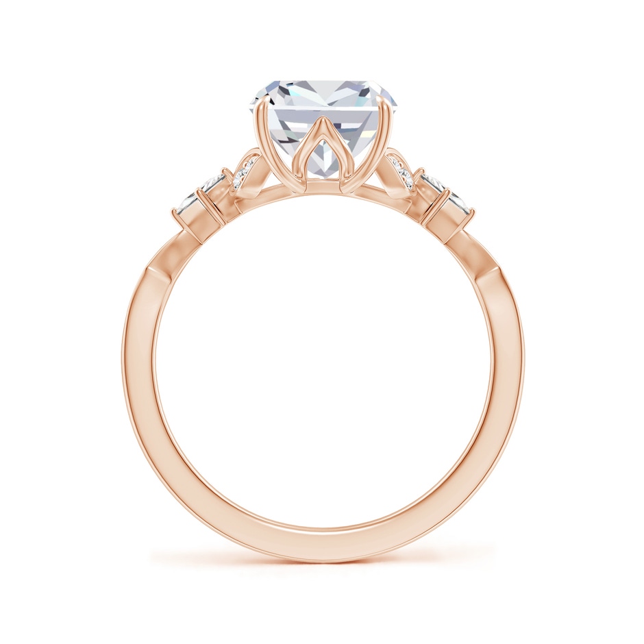 10x7.5mm FGVS Lab-Grown Vintage Style Cushion Rectangular Diamond Engagement Ring with Leaf Motifs in Rose Gold side 199
