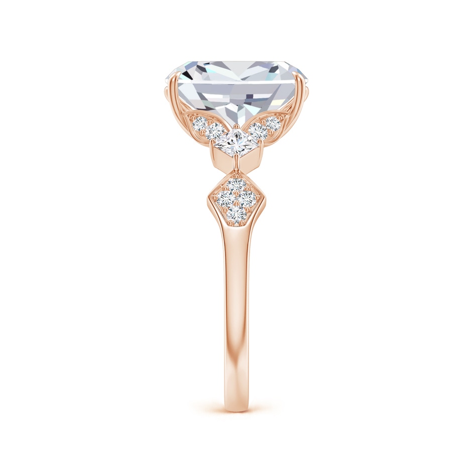 10x7.5mm FGVS Lab-Grown Vintage Style Cushion Rectangular Diamond Engagement Ring with Leaf Motifs in Rose Gold side 299