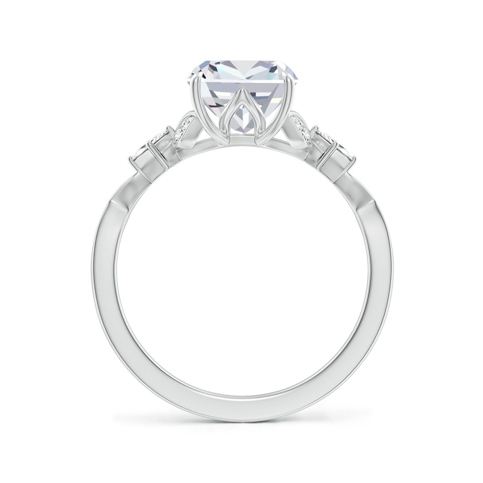 10x7.5mm FGVS Lab-Grown Vintage Style Cushion Rectangular Diamond Engagement Ring with Leaf Motifs in White Gold side 199